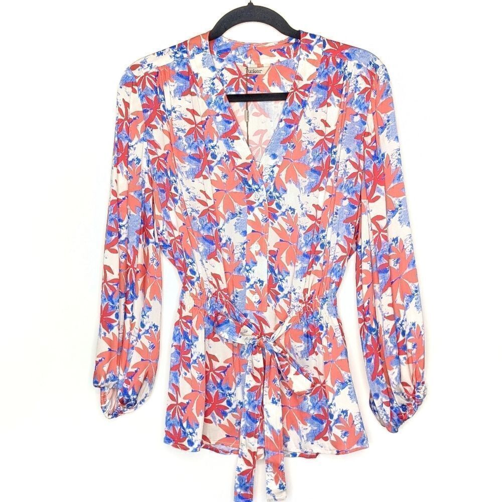 Tucker The Abigail's Party Blouse Tidy Tie Dye Floral Silk Top